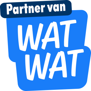 Logo in blauw met de woorden: Partner van WAT WAT
